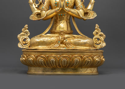 18" Avalokiteshvara Meditation Statue | Handcrafted Nepalese Sculpture