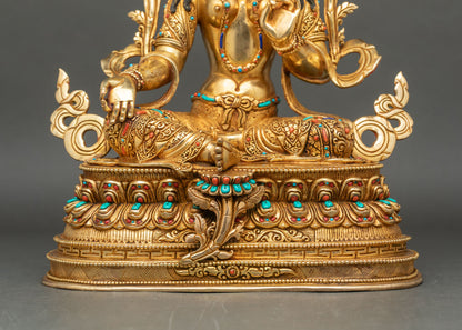 Green Tara | Gold Fire-Gilded Copper Sculpture