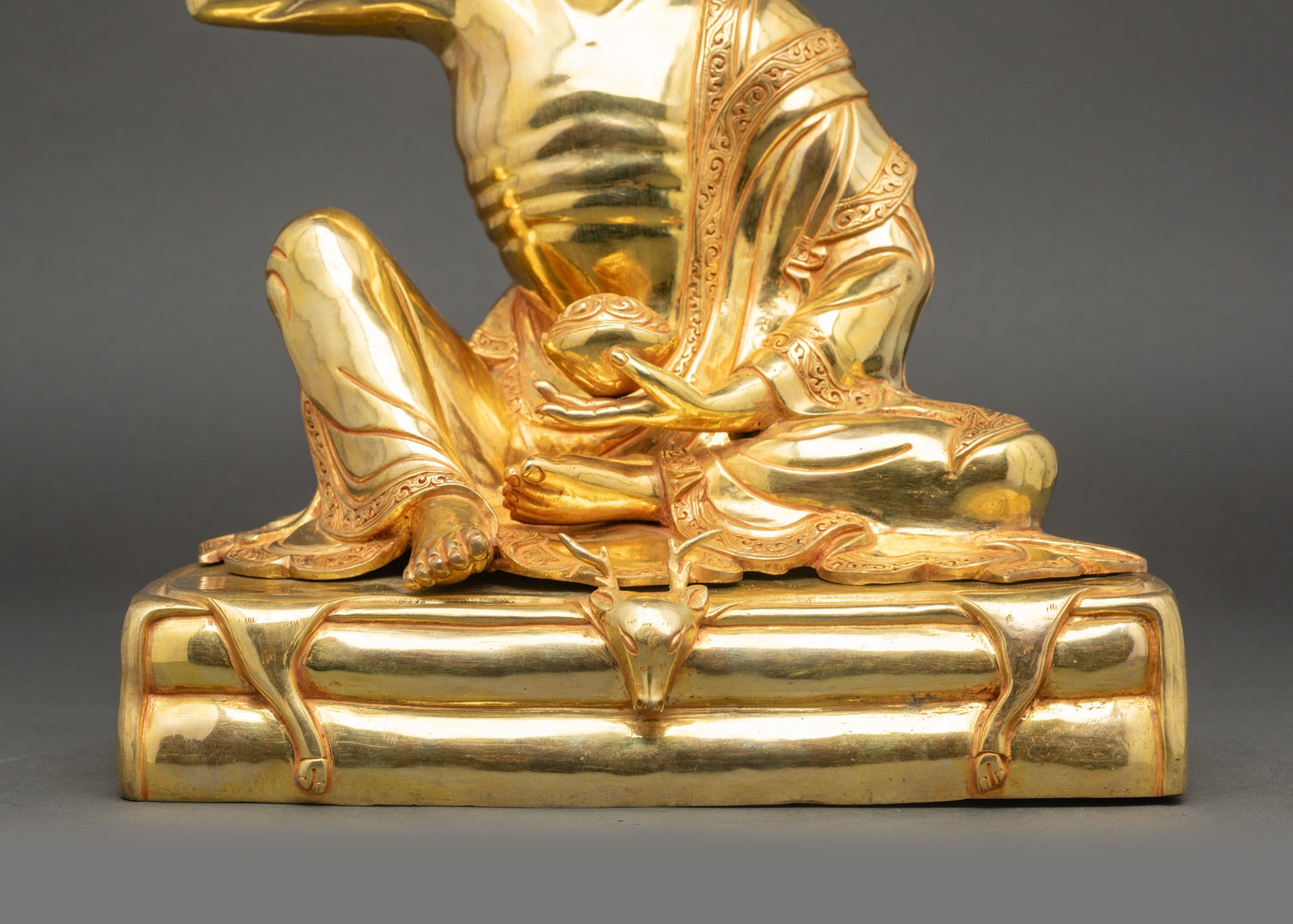 Handmade 24K Gold-gilded Milarepa Statue for Meditation