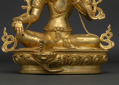 Handcrafted Green Tara Statue – Fine Buddhist Sculpture from Nepal