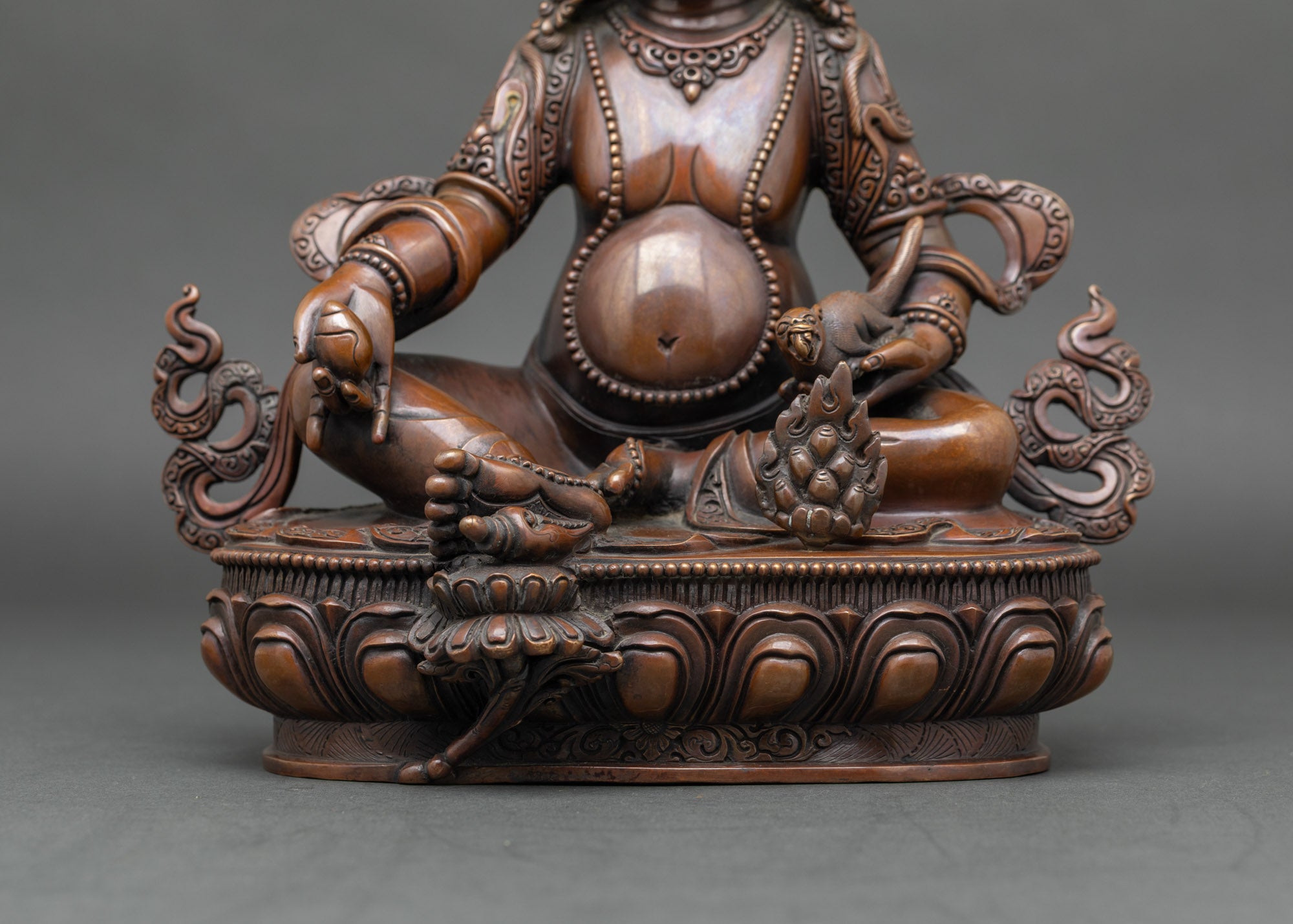 Dzambhala Statue | Chemically Oxidized Copper Buddhist Deity from Nepal