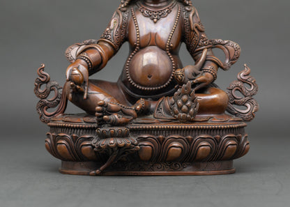 Dzambhala Statue | Chemically Oxidized Copper Buddhist Deity from Nepal