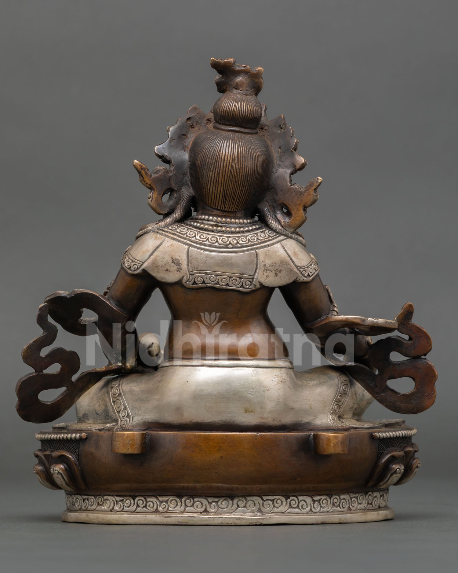 Yellow Dzambhala Statue for Fortune | Oxidized Copper Sculpture