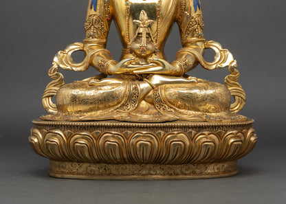 Amitayus Statue | Fire-Gilded Nepalese Buddha of Longevity