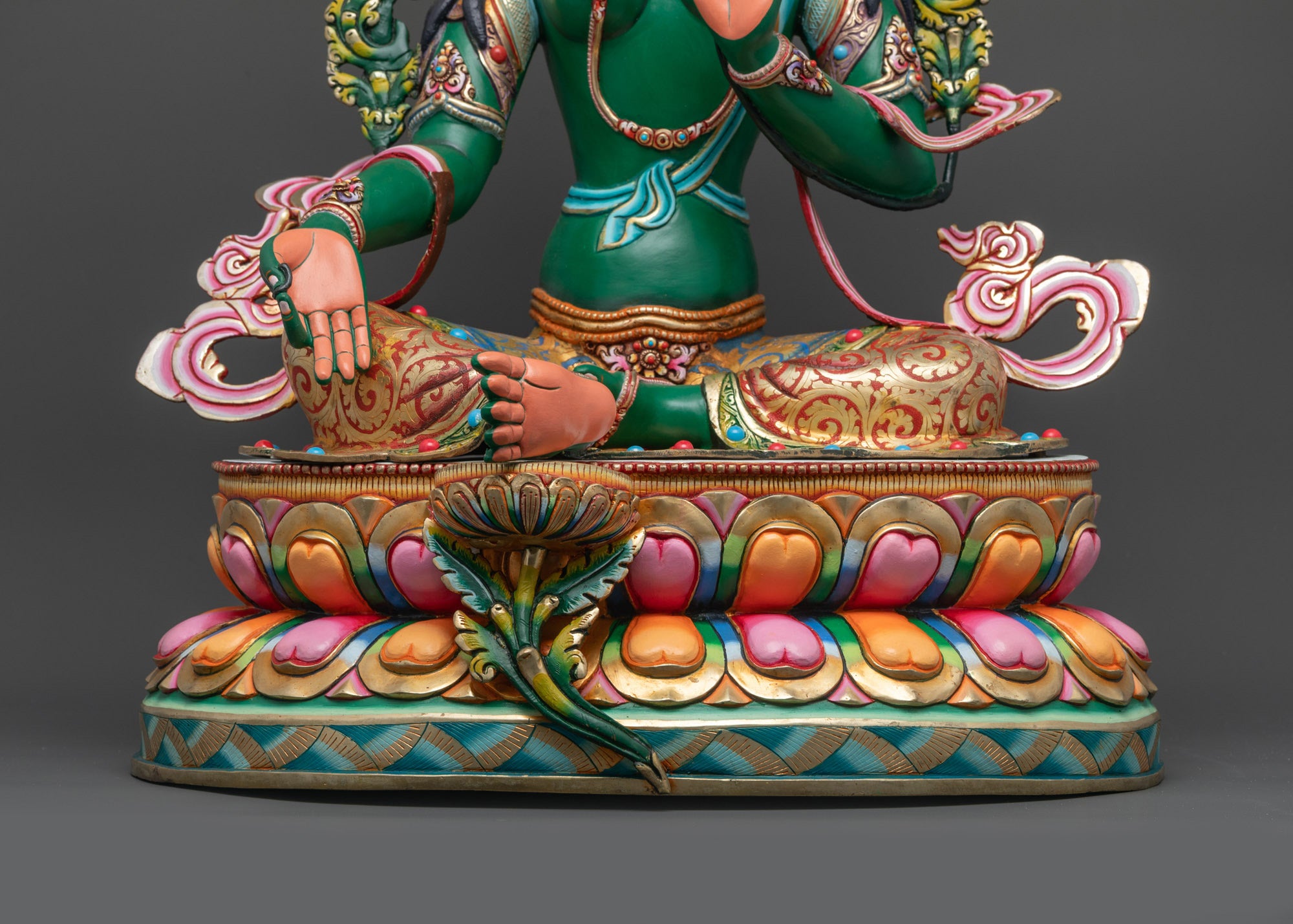 Vibrant Green Tara Statue | Spiritual Goddess Idol for Meditation