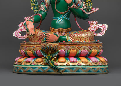 Vibrant Green Tara Statue | Spiritual Goddess Idol for Meditation