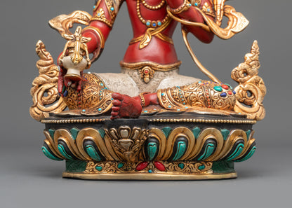 Red Tara Meditation Statue | Nepalese Sculpture for Spiritual Blessing