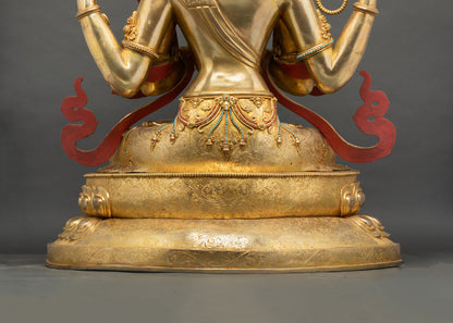 31 Inch Tall Chenrezig Statue | Handmade Large-Size Buddhist Sculpture
