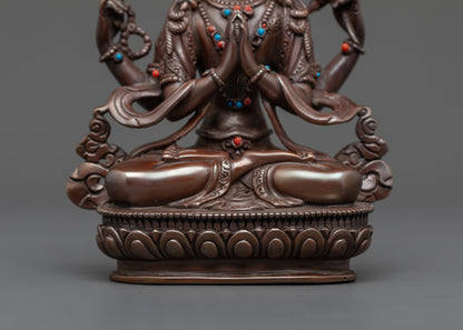 Avalokiteshvara Chenrezig Statue | Oxidized Sacred Tibetan Buddhist Art