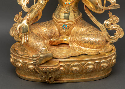 Sacred Green Tara Sculpture from Nepal | Traditional Nepalese Artwork