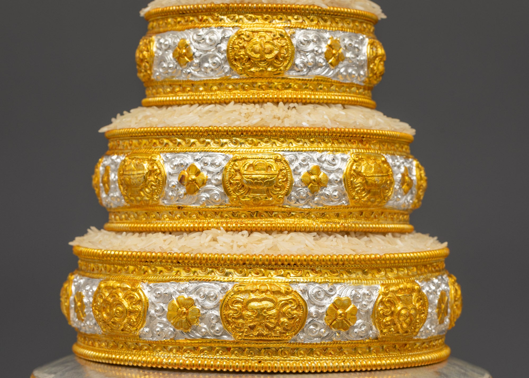 Sacred Auspicious Mandala | Gold and Silver-Plated Buddhist Art Nepal