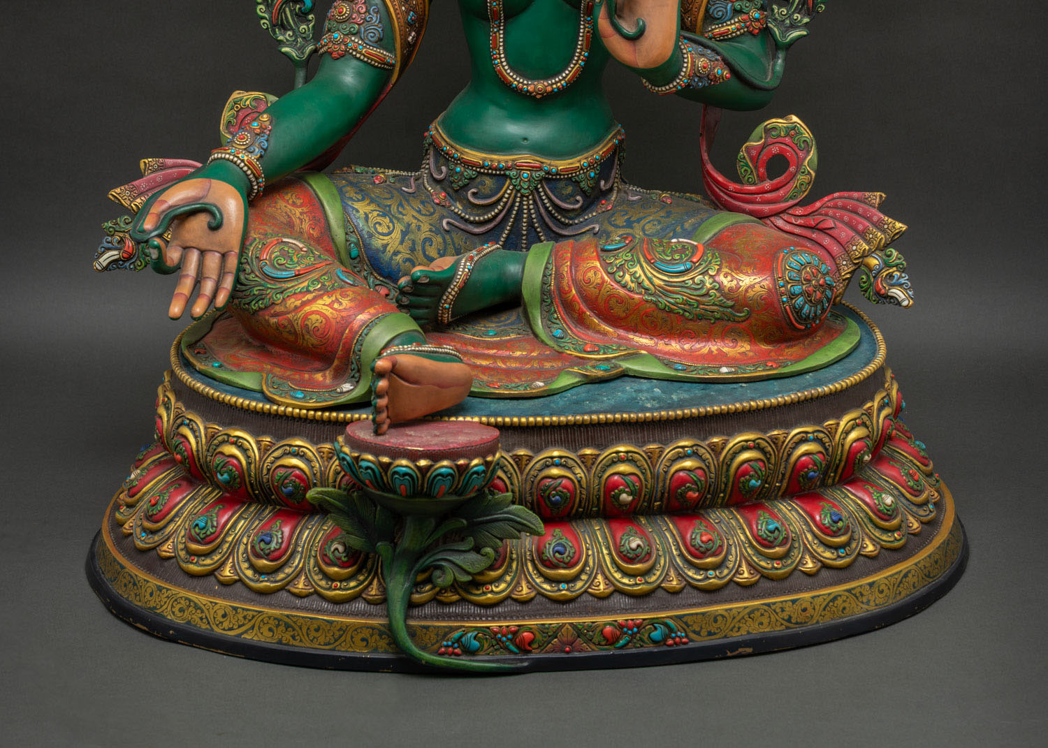 33 Inch Tall Green Tara Statue | Traditionally Crafted Buddhist Figure