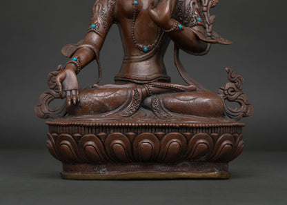 Oxidized White Tara Statue | Seven Eyed Female Buddha Sculpture