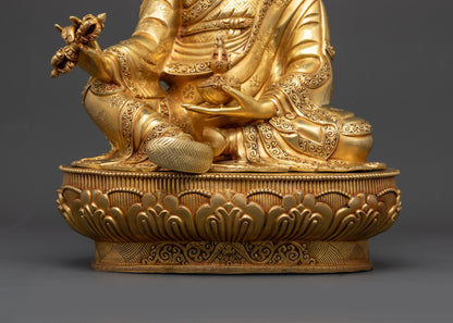 Authentic Guru Rinpoche Sculpture | Gold Fire-Gilded Buddhist Statue