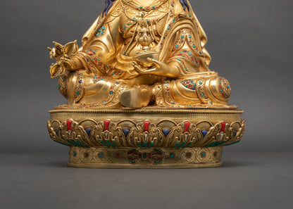 Big Guru Rinpoche Statue | 24K Gold Fire-Gilded Copper Figurine