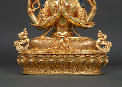 Four-Armed Avalokiteshvara Statue | Tibetan Art from Nepal