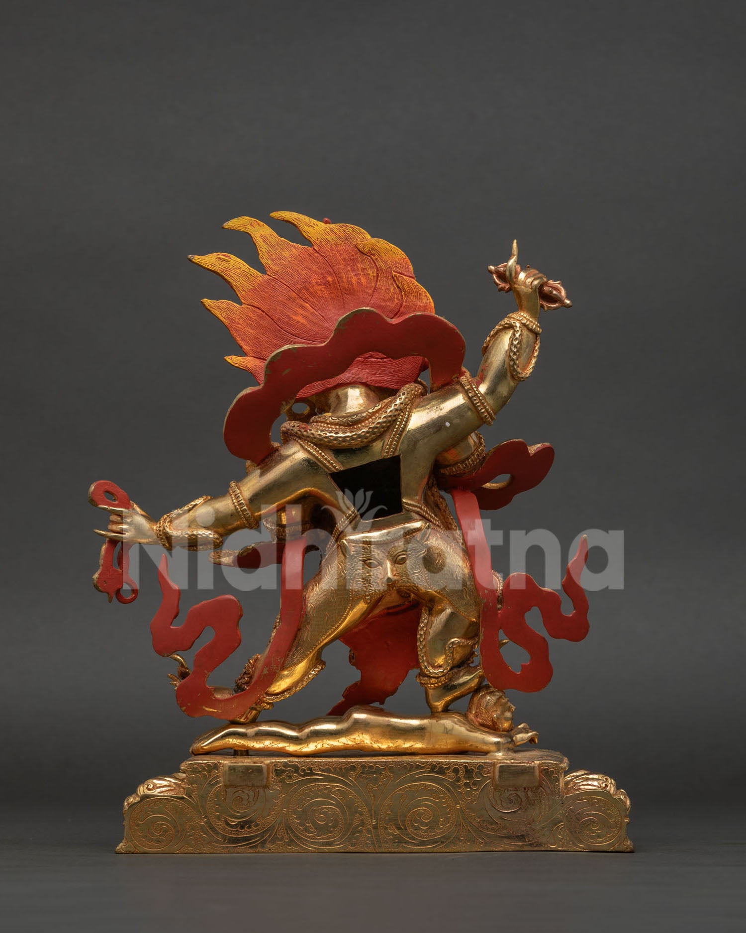 Four-Armed Vajrapani Statue | Gold Gilded Himalayan Sculpture