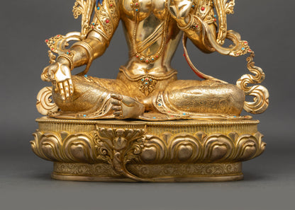Premium Green Tara Statue for Meditation | Lost-Wax Casted Copper Art