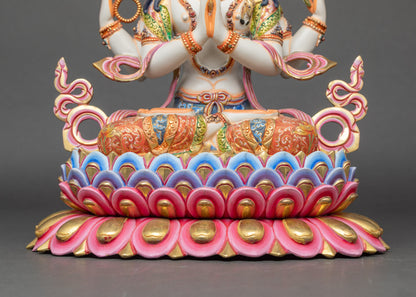 Decorative Chenrezig Statue | Colorful Nepalese Spiritual Sculpture