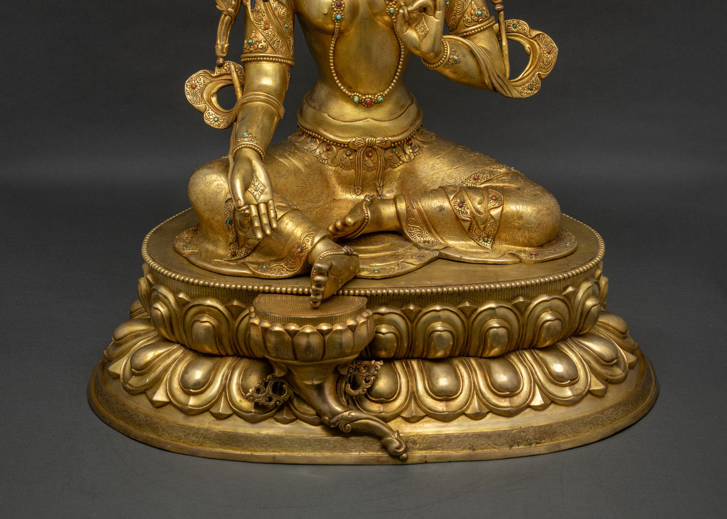 Green Tara Statue | Fully Gold Fire-Gilded Copper Sculpture