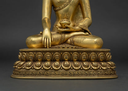 Crowned Three Buddha Set Statue | Traditional Newari Craft & Art