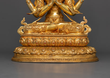 Four-Armed Chenrezig: Radiant Avalokiteshvara Bodhisattva Statue
