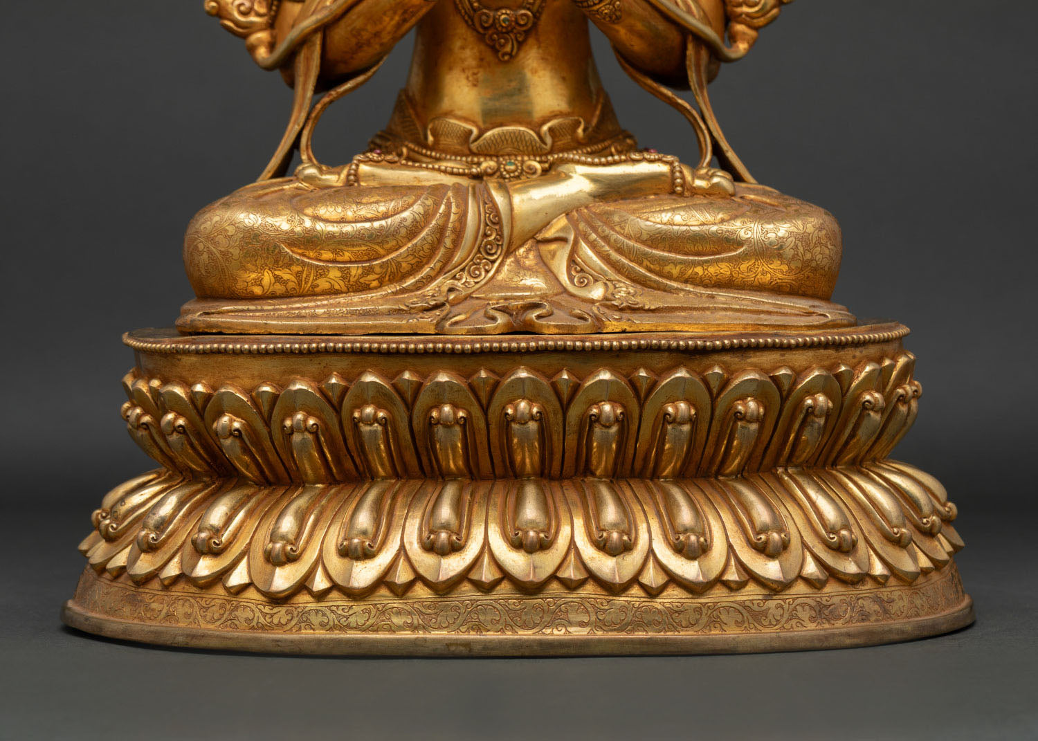 Buddhist Manjushri Statue | Fully Gold Fire-Gilded Copper Sculpture