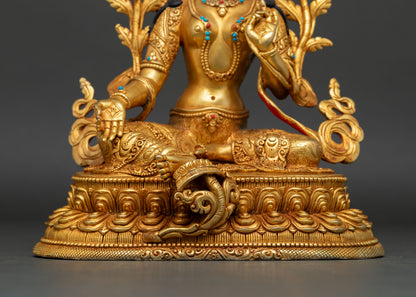 Green Tara Statue for Buddhist Practice & Home Altar