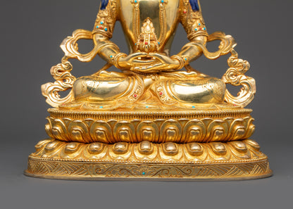 Golden Amitayus Sculpture | Authentic Buddha for Longevity & Blessings