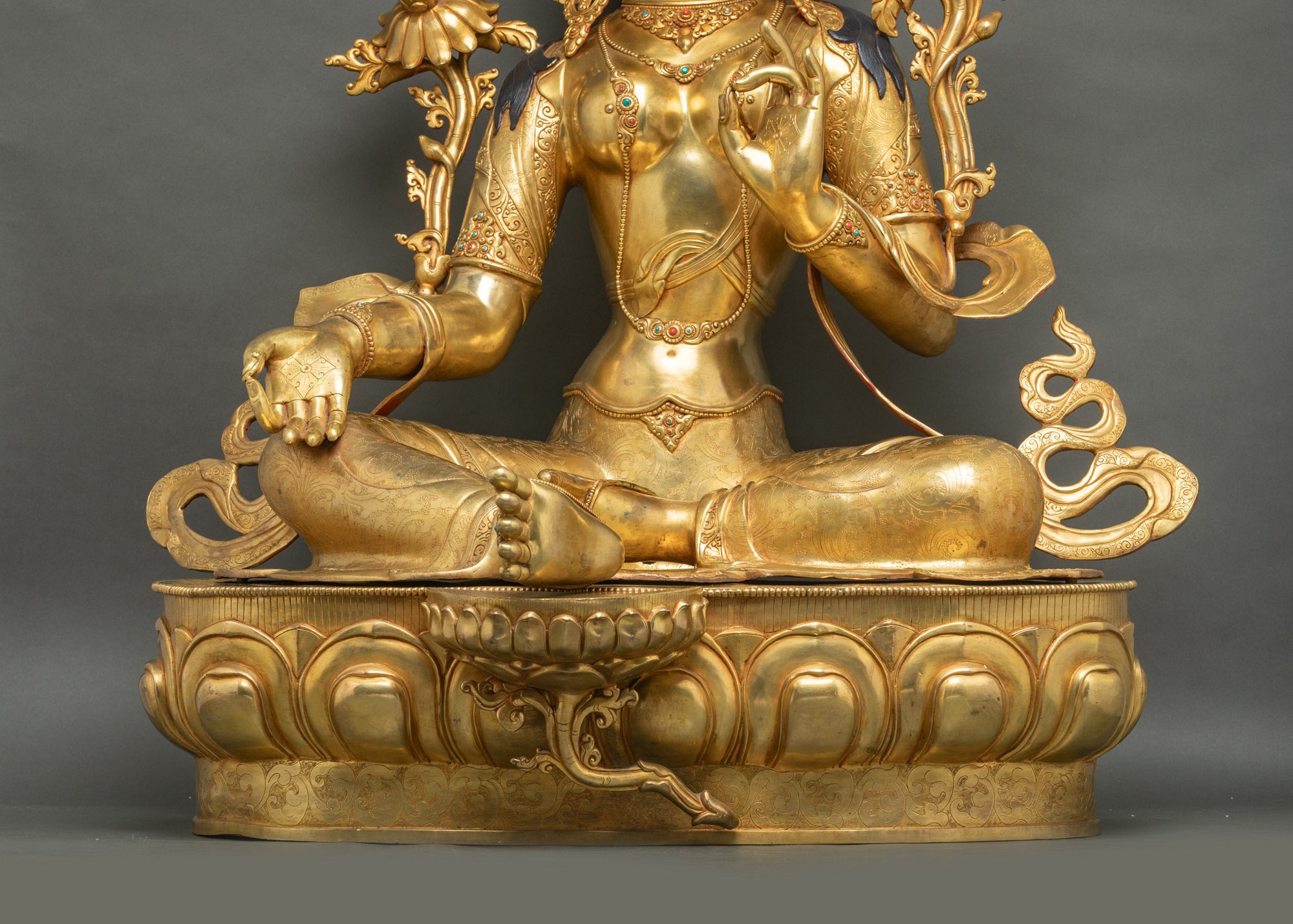 Grand Green Tara Statue | Life-Size Buddhist Goddess Figurine