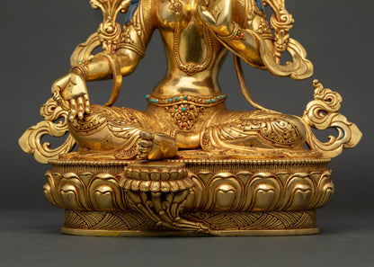 Handcrafted Green Tara Statue | Buddhist Compassionate Deity
