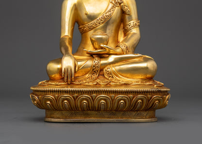 Premium Shaka Nyorai Statue | 24K Gold-Fire Gilded Buddha Statue