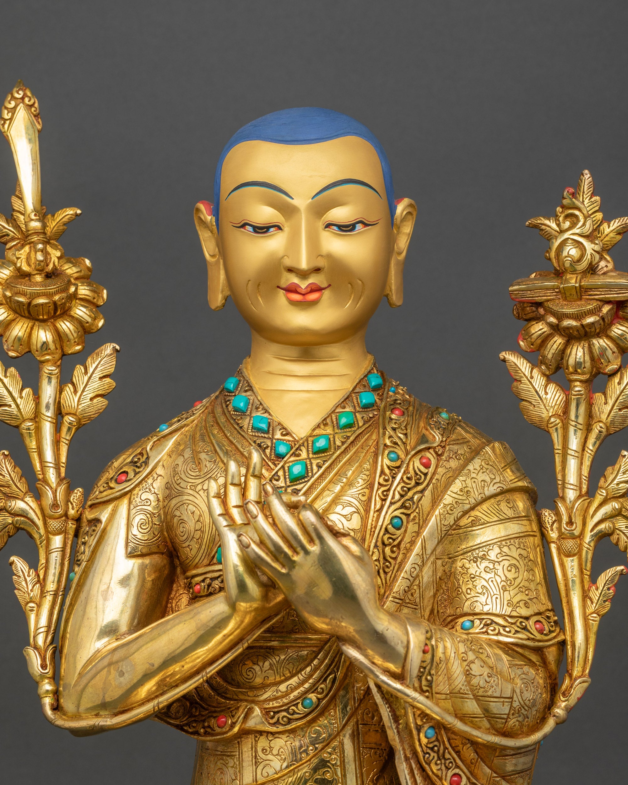 Buddhist Master Tsongkhapa - Handmade Statue Set from Nepal