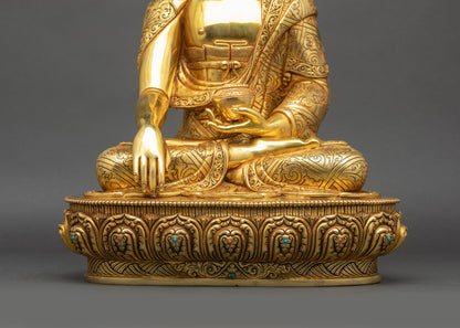 Serene Shakyamuni Buddha Statue | Handmade Gold Fire-Gilded Copper Art