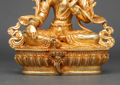 Green Tara Drolma Statue | Traditional Copper Sculpture from Nepal