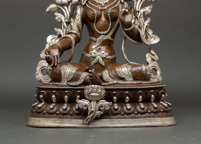 Green Tara Statue - Traditional Nepalese Sacred Artwork