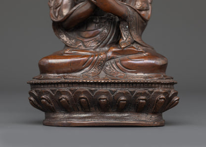 Sacred Je Tsongkhapa Statue | Oxidized Copper Buddhist Guru from Nepal