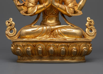 Tibetan four-Armed Buddhist Chenrezig Statue | Avalokiteshvara Sculpture