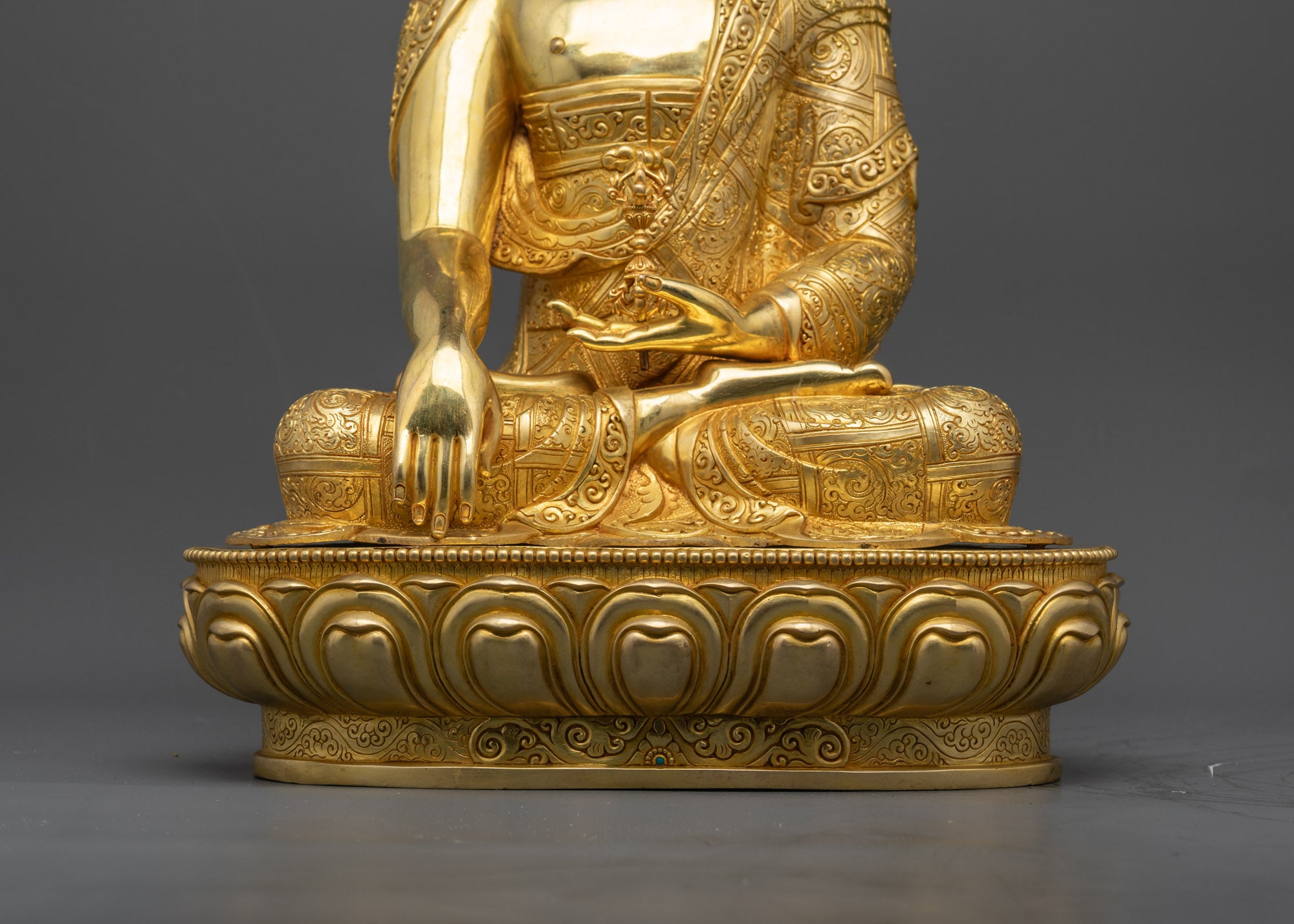 Premium Buddha Mitrugpa Statue | Handmade 24K Fire Gold-Gilded Sculpture