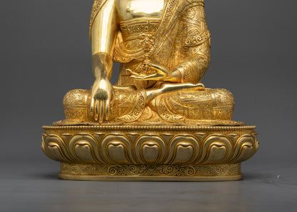 Premium Buddha Mitrugpa Statue | Handmade 24K Fire Gold-Gilded Sculpture