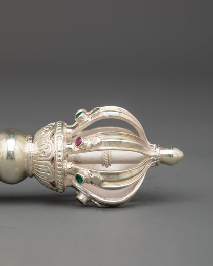 Handcrafted Vajra and Bell Set | Bronze & Silver Tibetan Instruments