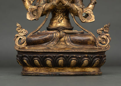 Chenrezig Statue | Handmade Copper Sculpture for Meditation