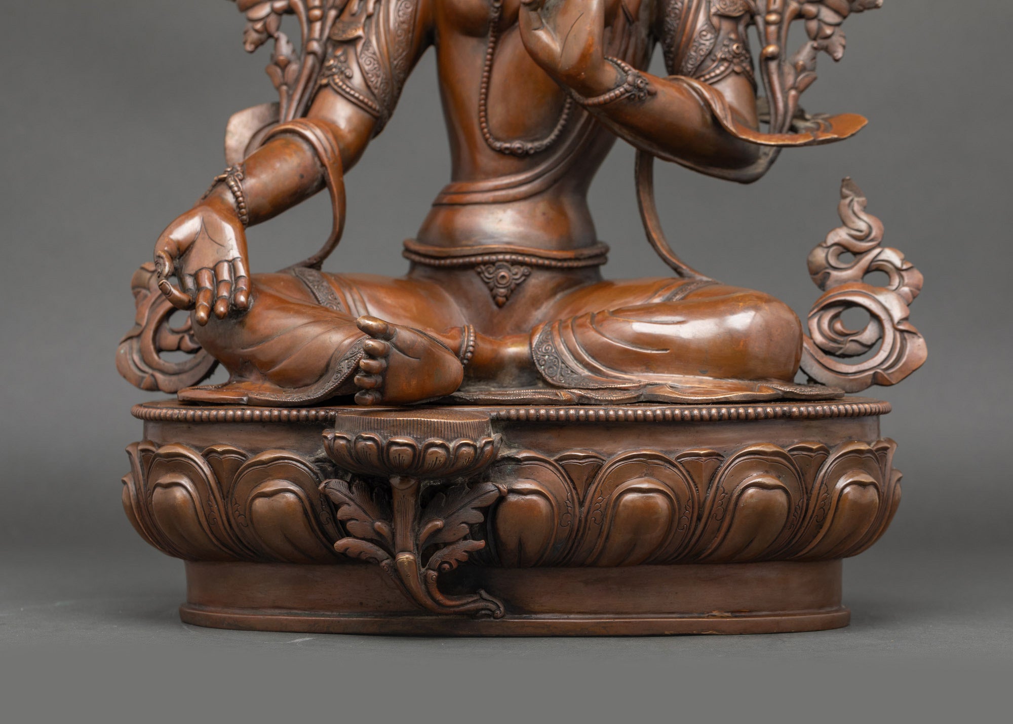 Nepalese Green Tara Statue with an Oxidized Finish