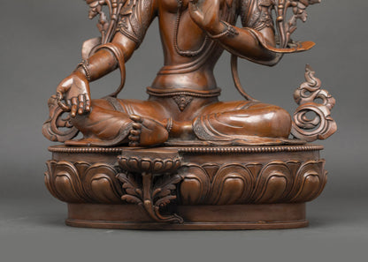 Nepalese Green Tara Statue with an Oxidized Finish