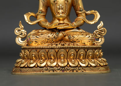 Amitayus Statue | 24K Gold Fire-Gilded Copper Sculpture