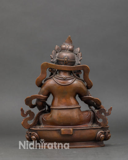 Dzambhala Altar Figurine | Traditional Himalayan Copper and Oxidized statue