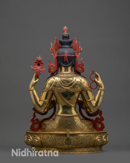 Traditional Statue of Chenrezig | Handmade Tibetan Buddhist Sculpture