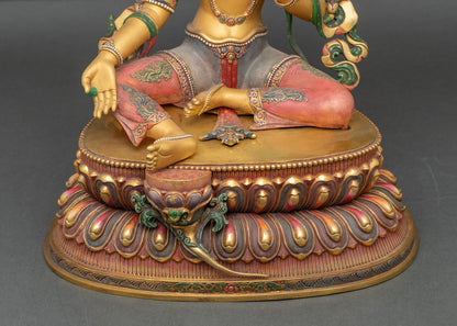 Green Tara Figurine | Lost-Wax Casted Copper Statue from Nepal