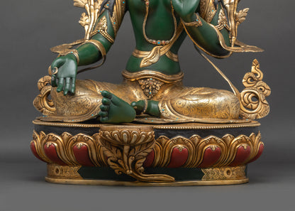 Savior Mother Green Tara Statue | Hand-painted Goddess of Compassion