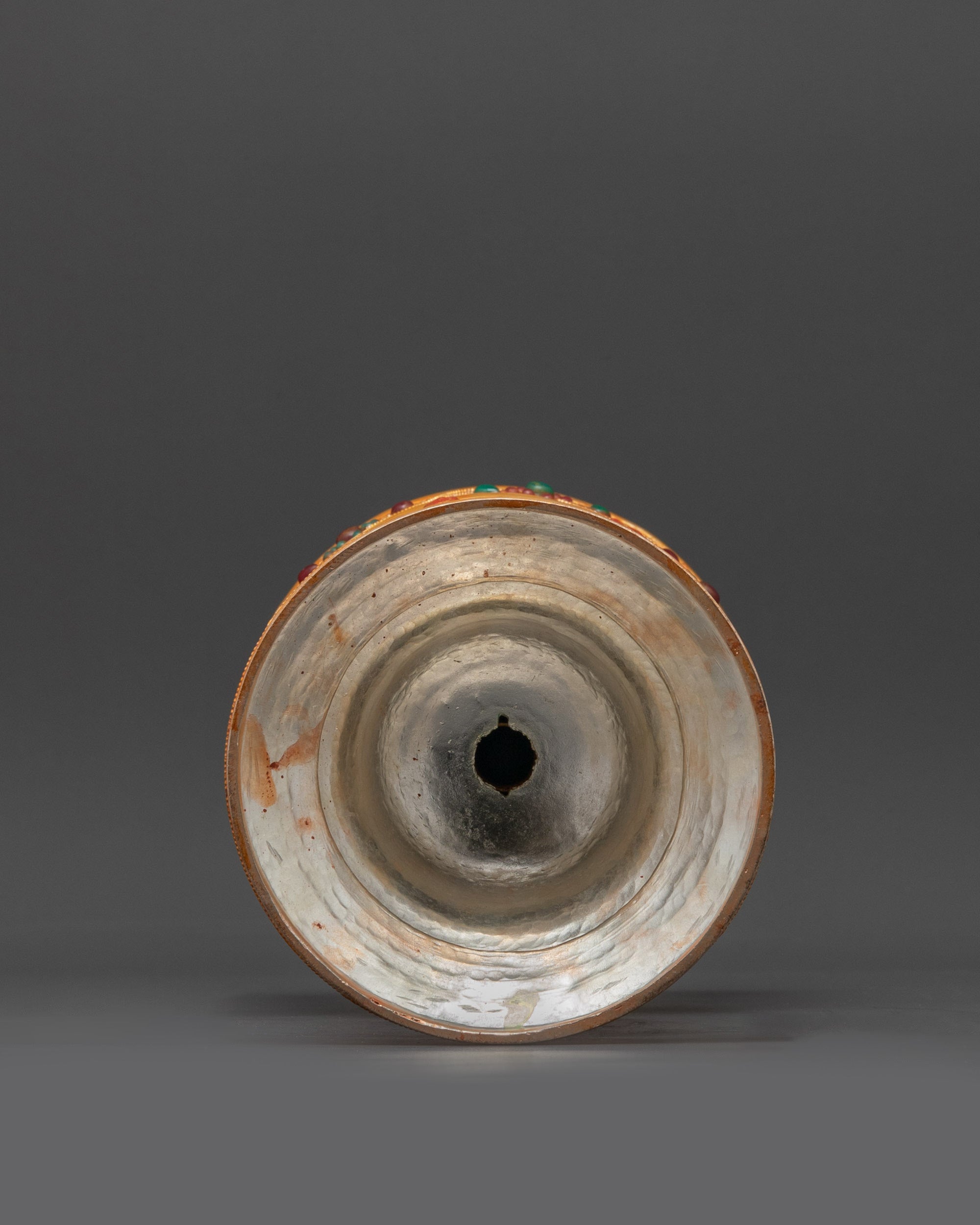 Copper Butter Lamp with Kalash Base | Himalayan Ritual Item Artwork